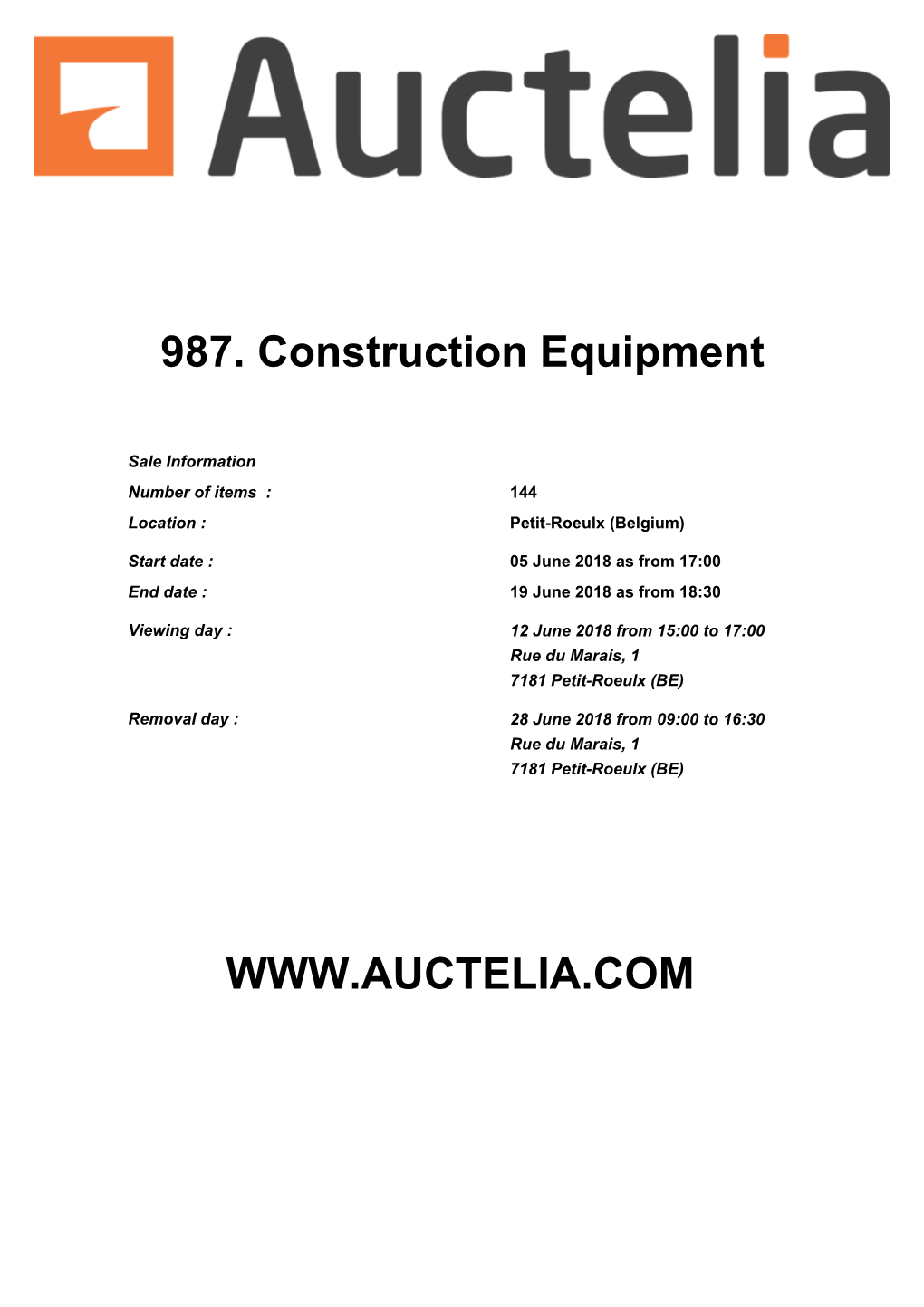 987. Construction Equipment