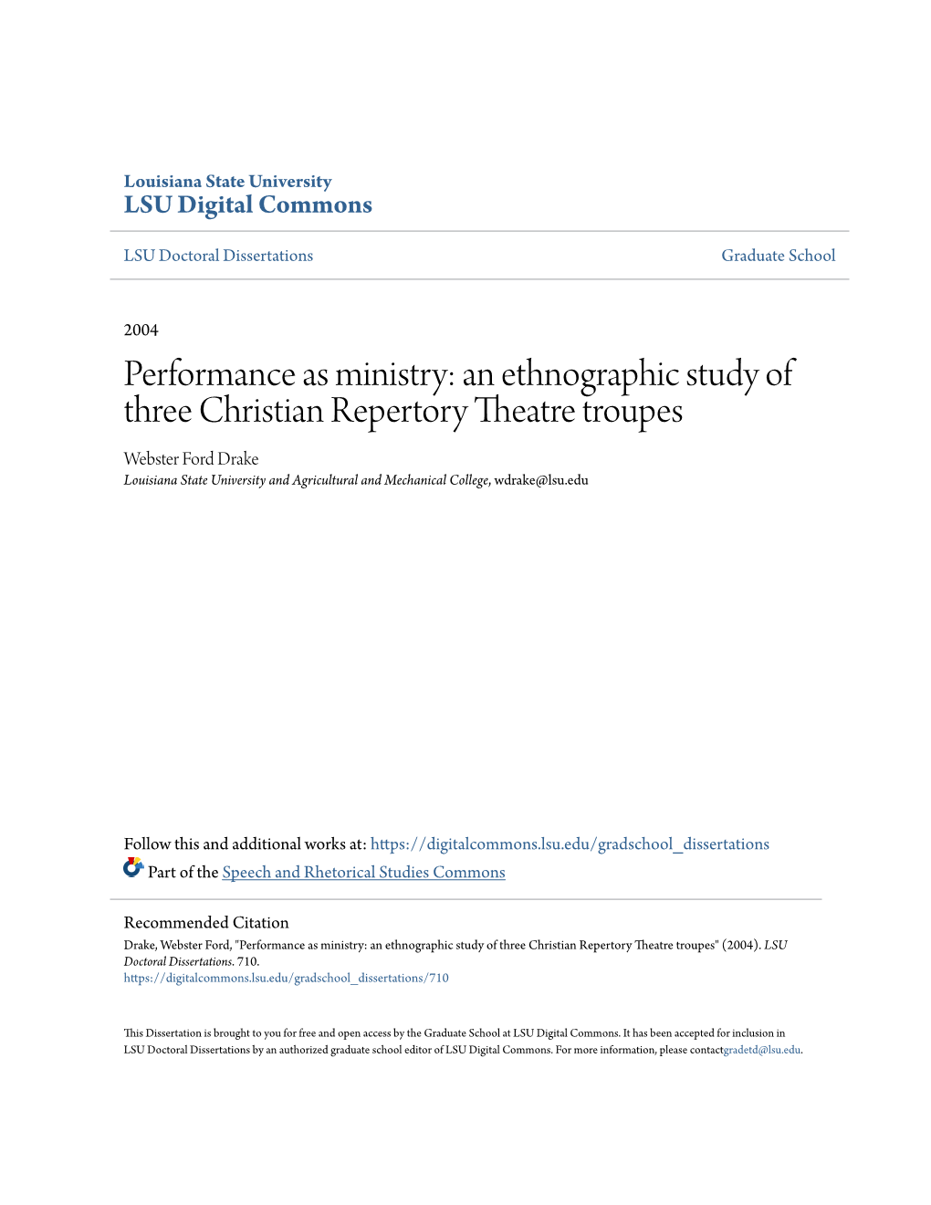 An Ethnographic Study of Three Christian Repertory Theatre Troupes