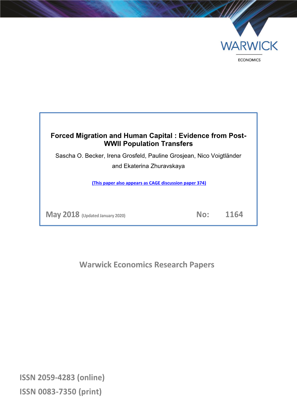 Forced Migration and Human Capital : Evidence from Post- WWII Population Transfers