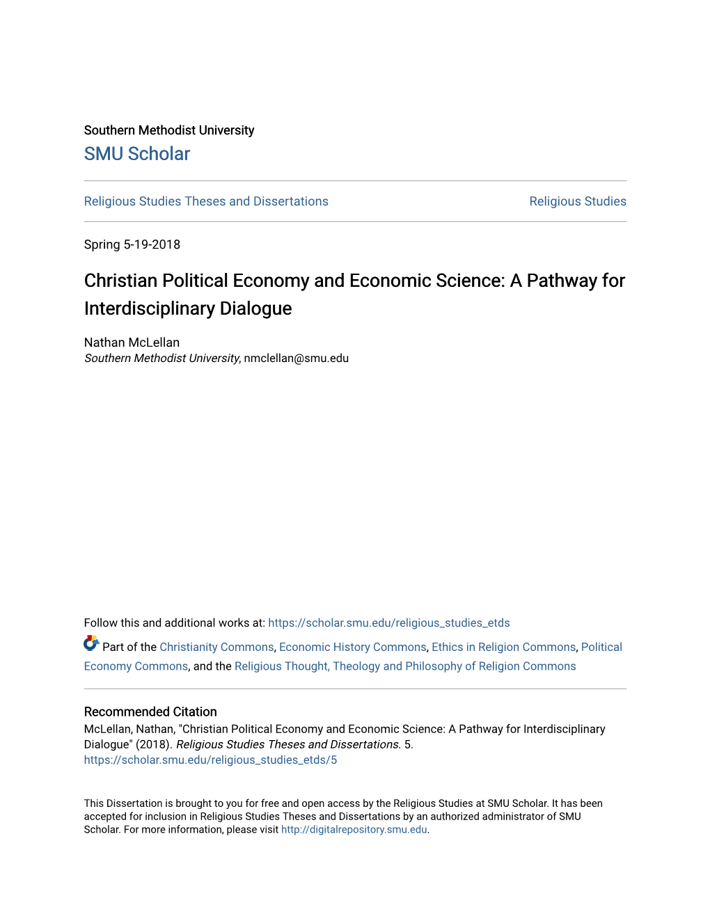 Christian Political Economy and Economic Science: a Pathway for Interdisciplinary Dialogue