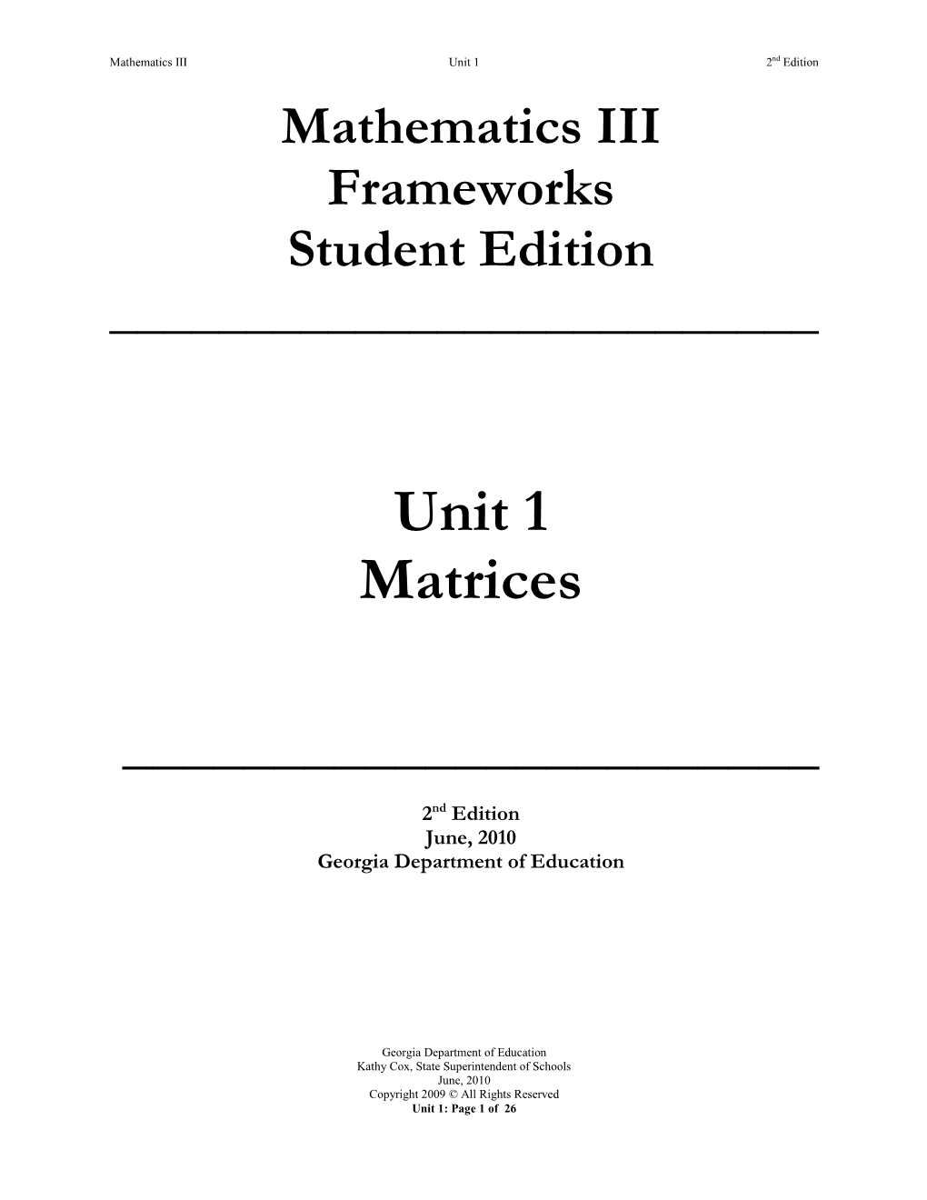 Unit 1 Matrices