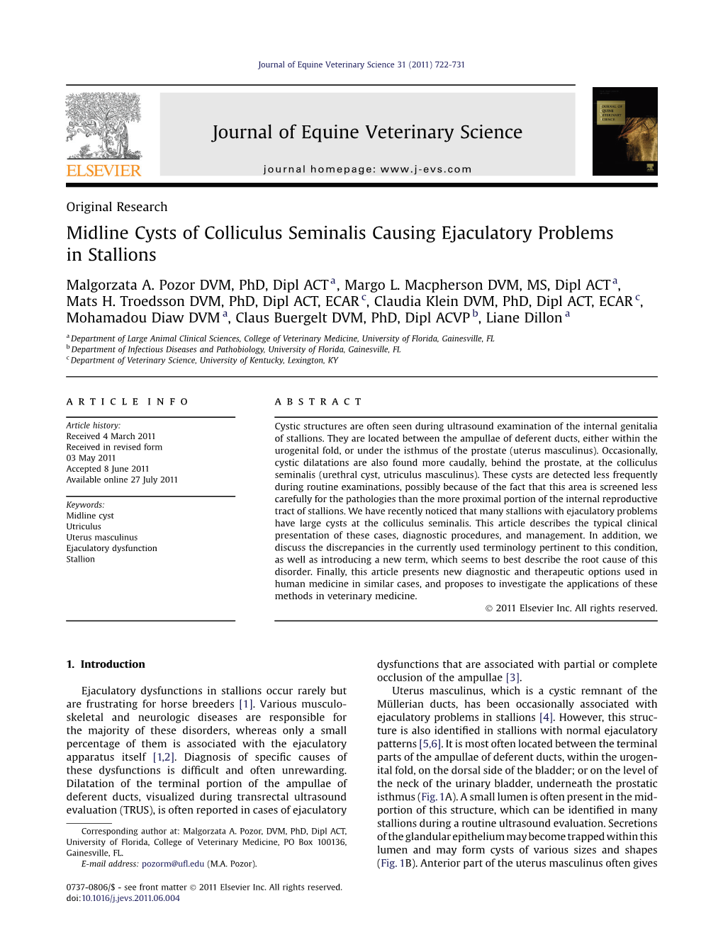 Journal of Equine Veterinary Science: Midline Cysts of Colliculus