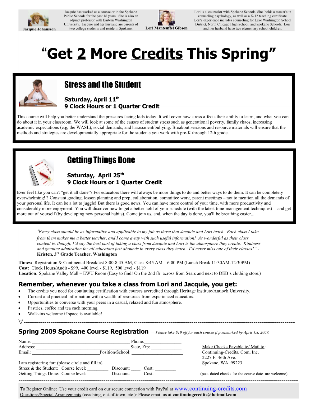 Get 2 More Credits This Spring