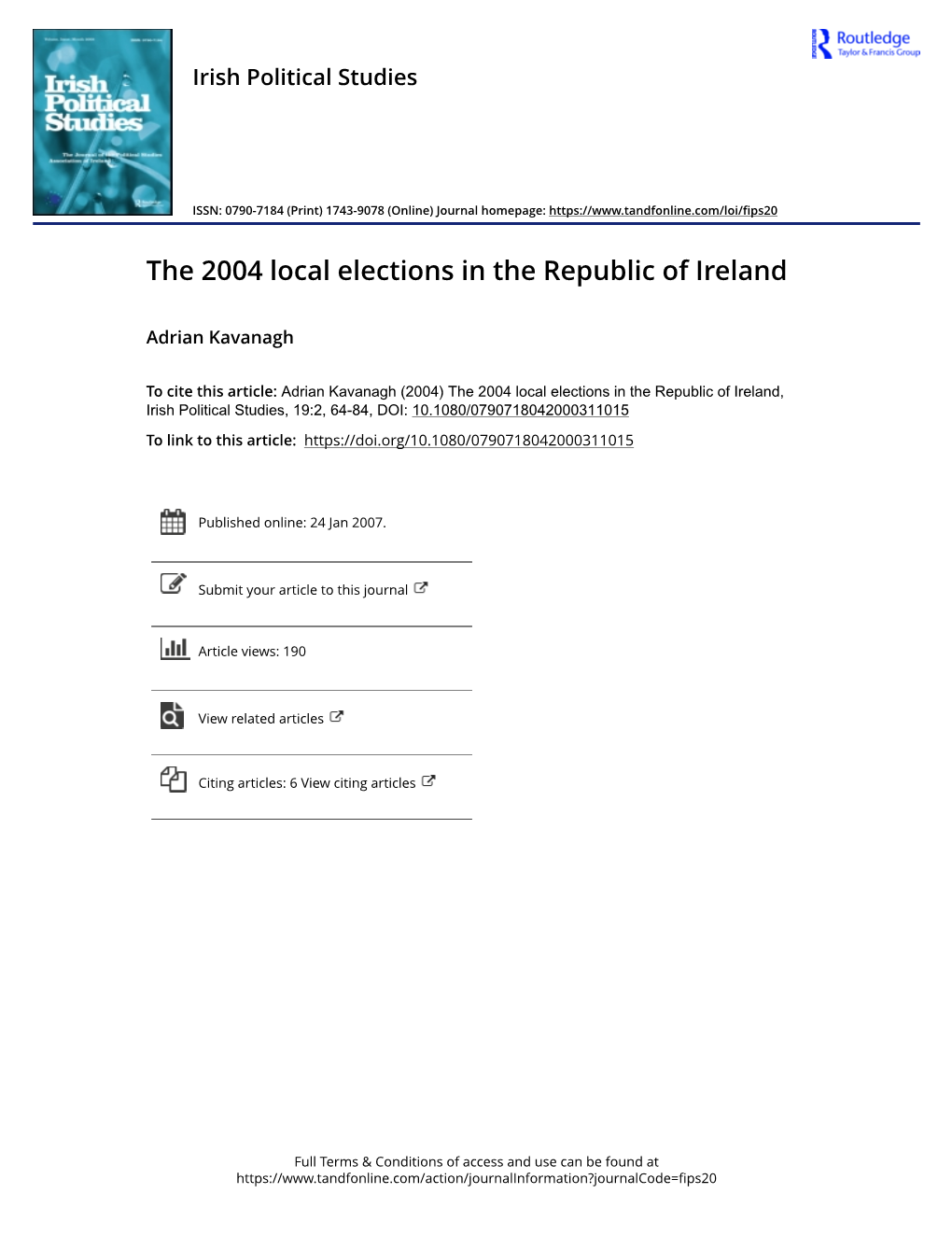 The 2004 Local Elections in the Republic of Ireland