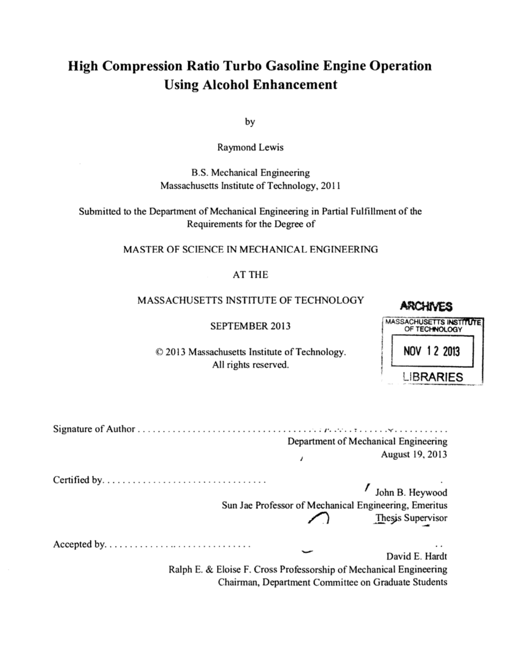 Compression Ratio Turbo Gasoline Engine Operation Using Alcohol Enhancement