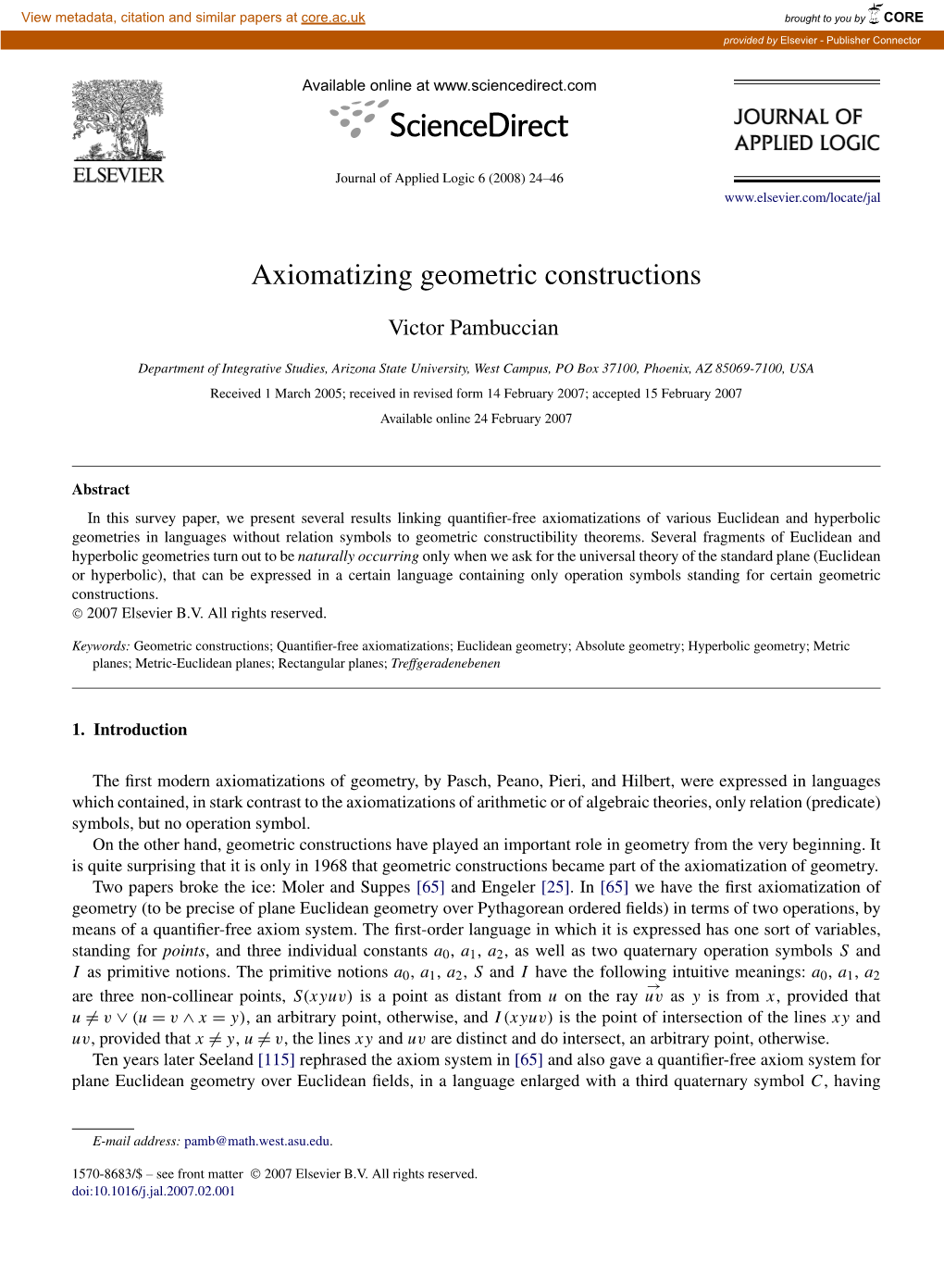 Axiomatizing Geometric Constructions