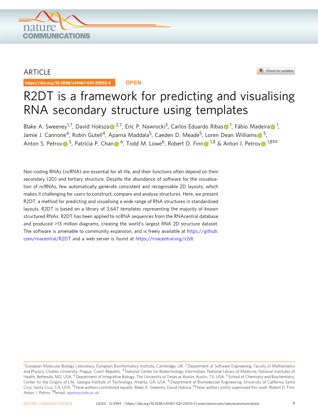 R2DT Is a Framework for Predicting and Visualising RNA Secondary Structure Using Templates