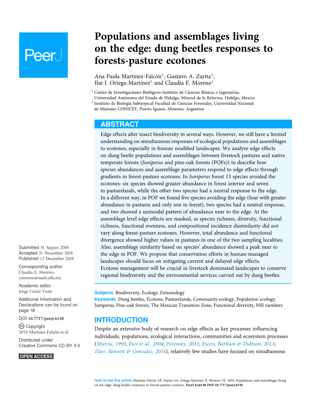 Dung Beetles Responses to Forests-Pasture Ecotones