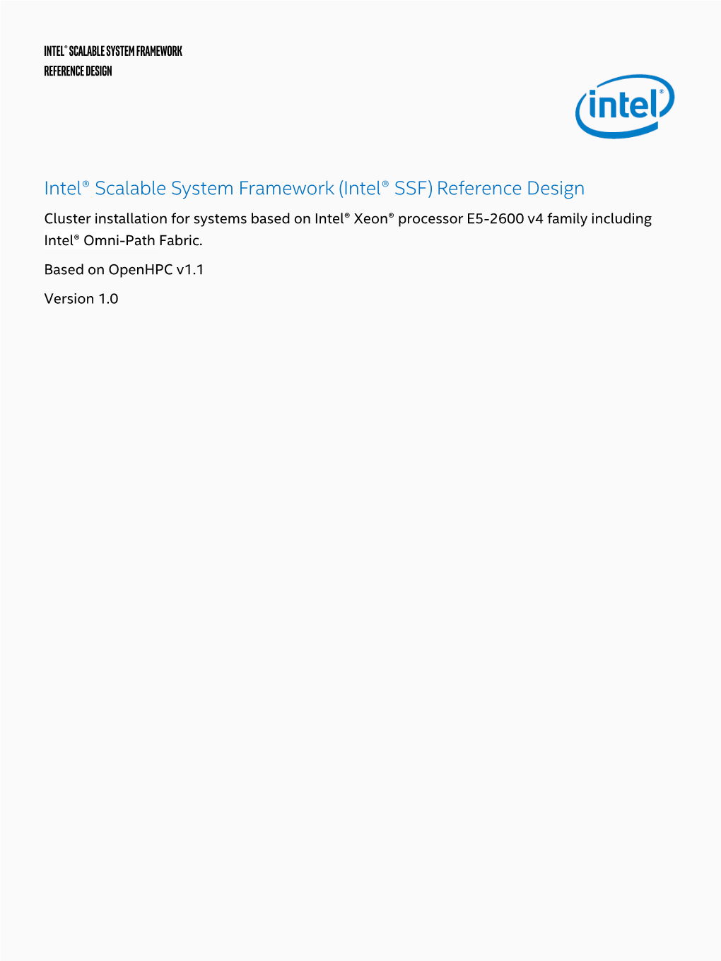 Intel® Scalable System Framework Reference Design