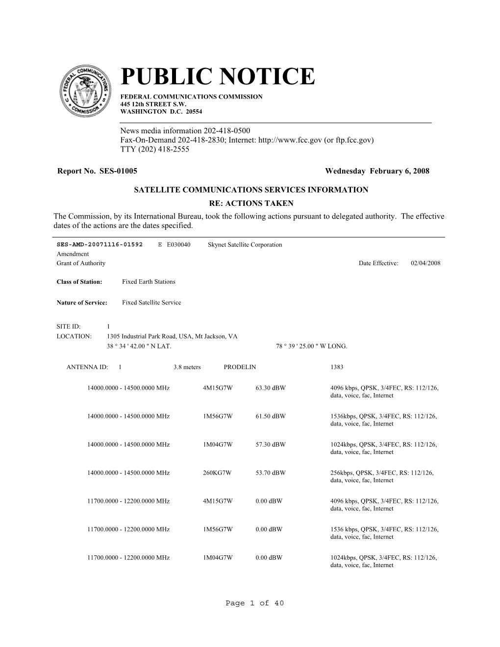 PUBLIC NOTICE FEDERAL COMMUNICATIONS COMMISSION 445 12Th STREET S.W