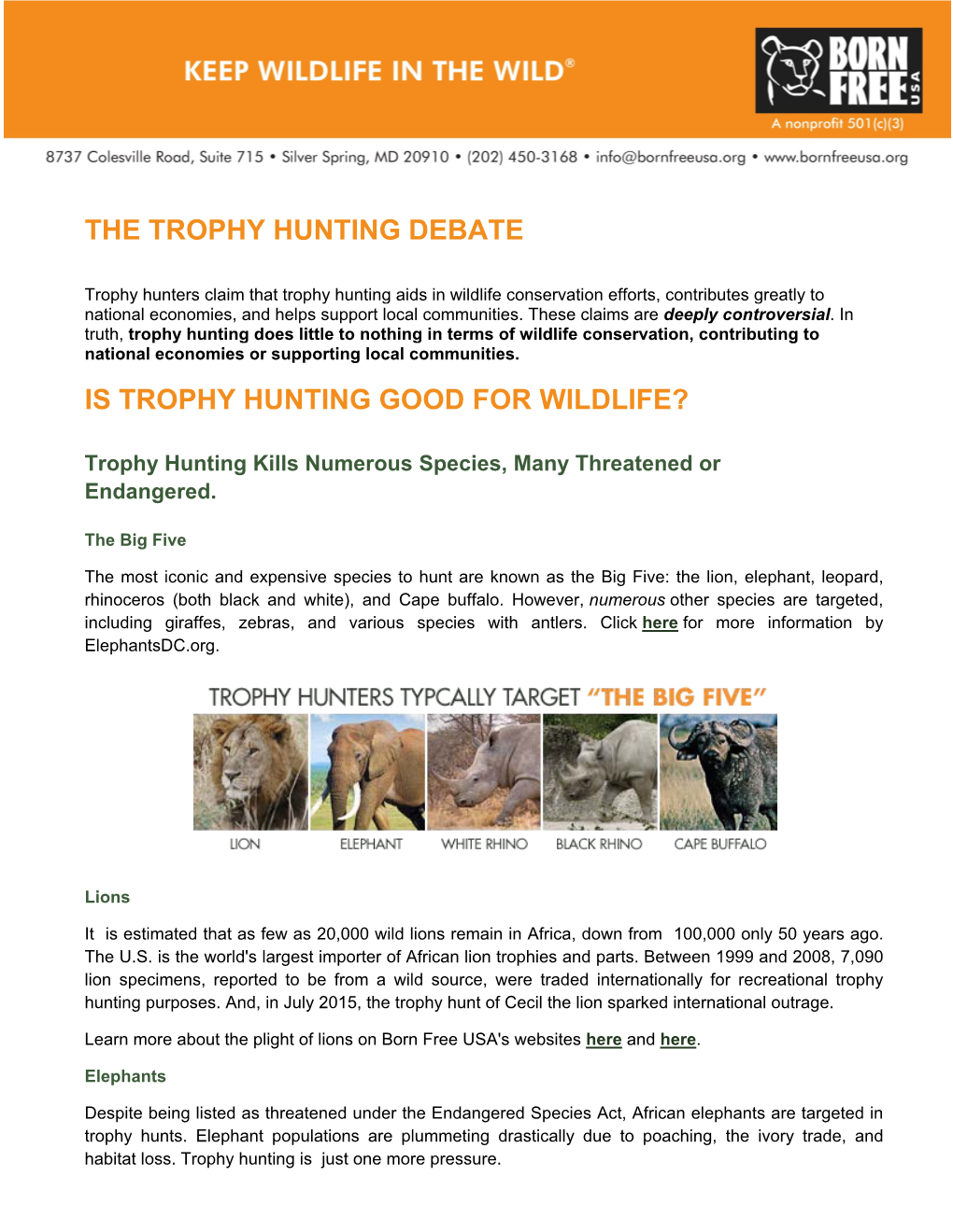 The Trophy Hunting Debate