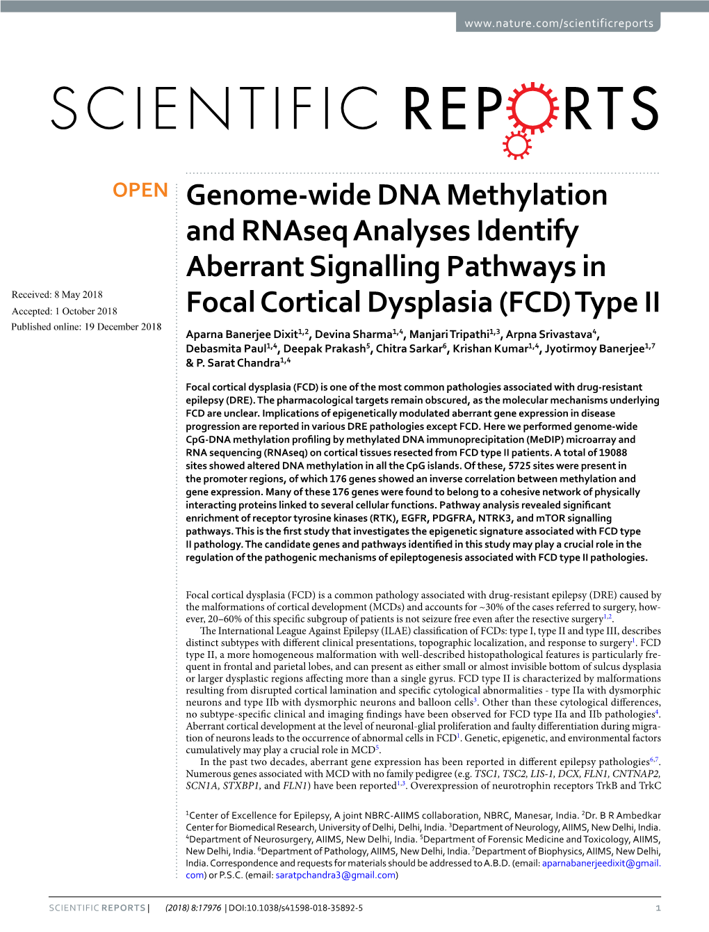 Genome-Wide DNA Methylation and Rnaseq Analyses Identify Aberrant