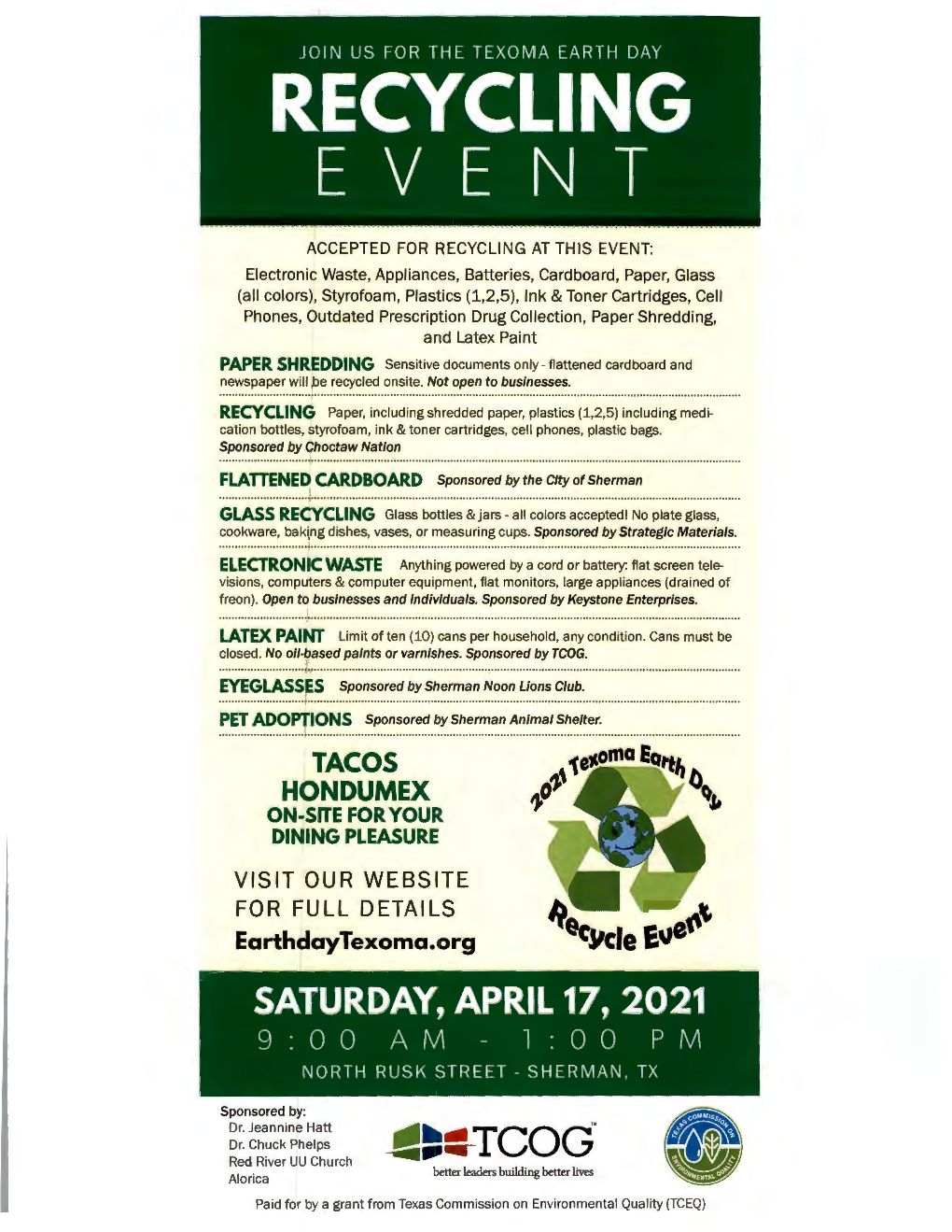 Recycling Events April 2021