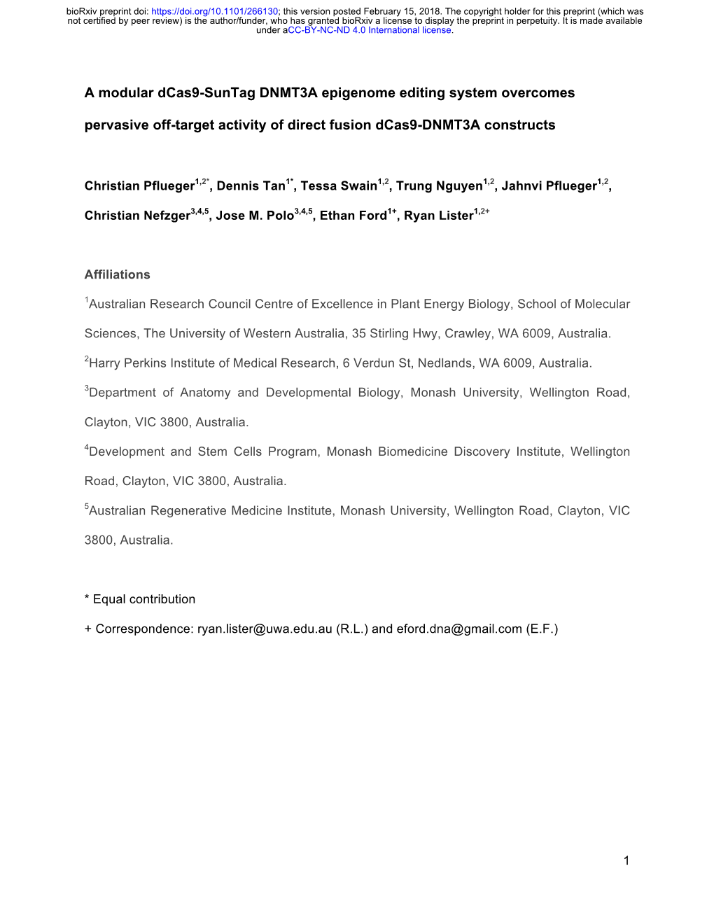 A Modular Dcas9-Suntag DNMT3A Epigenome Editing System Overcomes Pervasive Off-Target Activity of Direct Fusion Dcas9-DNMT3A