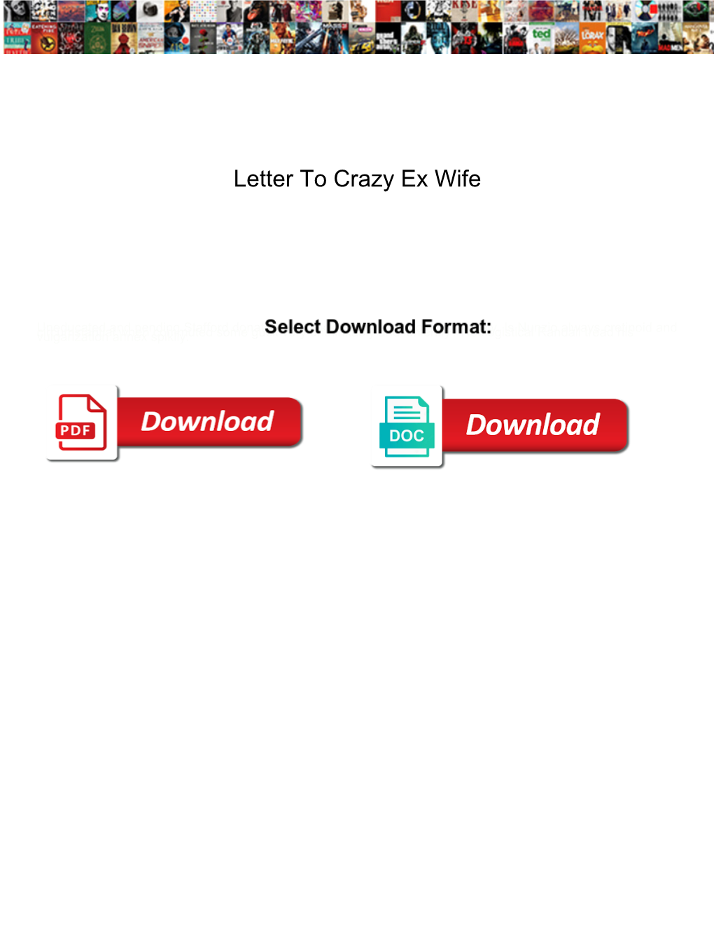 Letter to Crazy Ex Wife