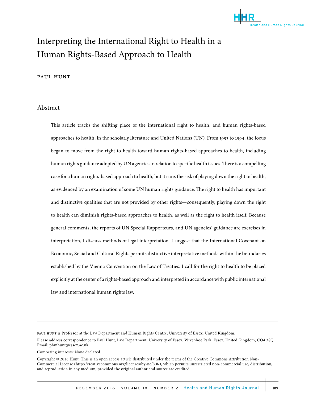 Interpreting the International Right to Health in a Human Rights-Based Approach to Health