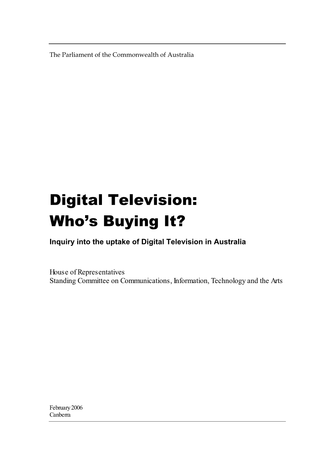 Full Report: Digital Television: Who's Buying