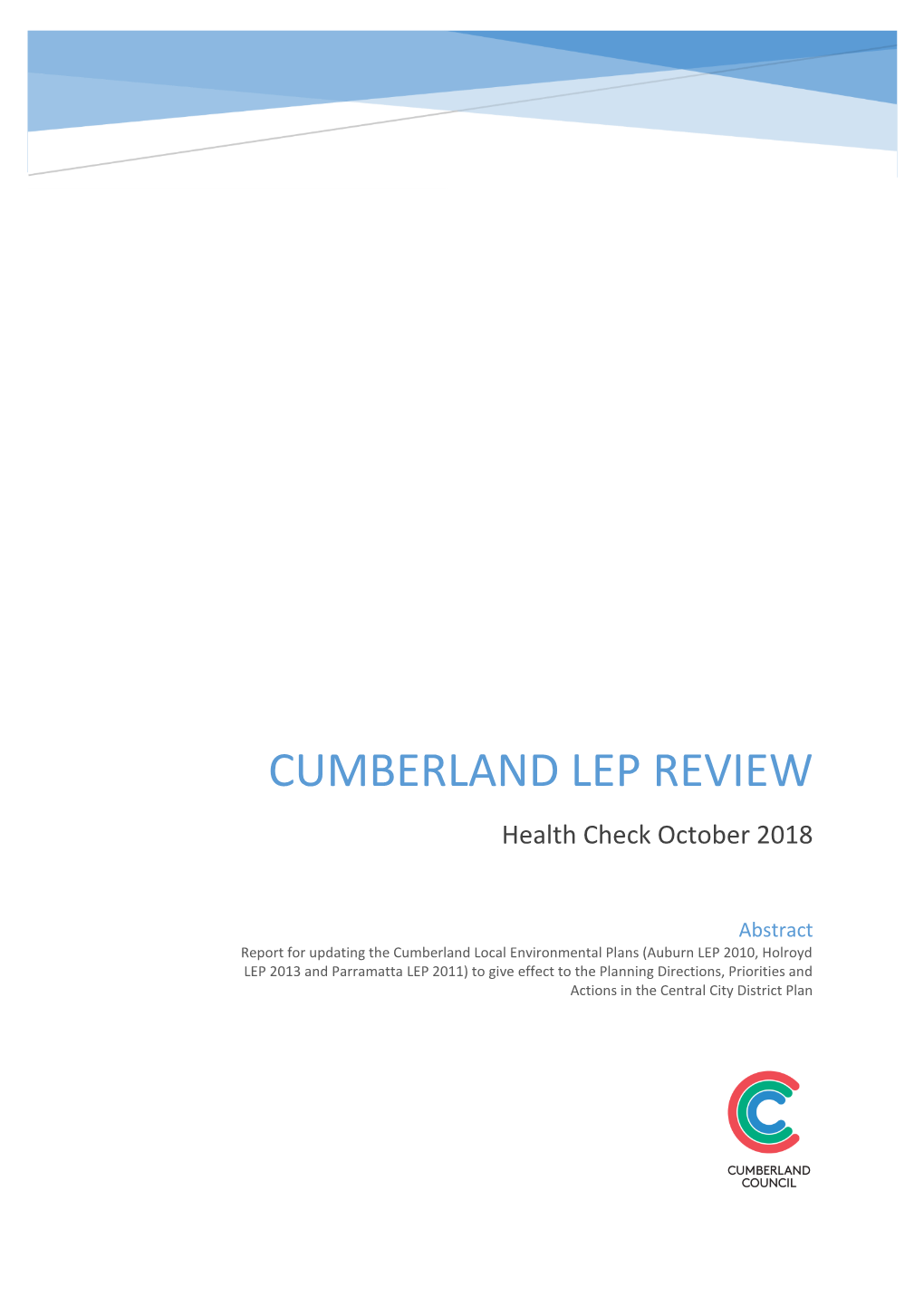 CUMBERLAND LEP REVIEW Health Check October 2018