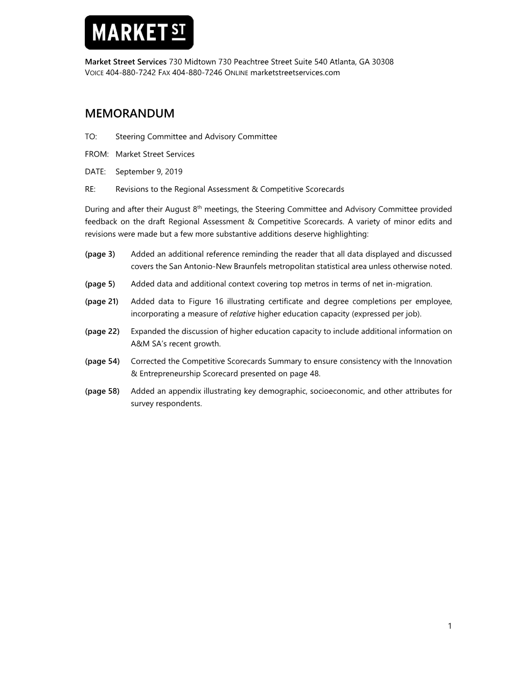 Regional Assessment & Competitive Scorecards