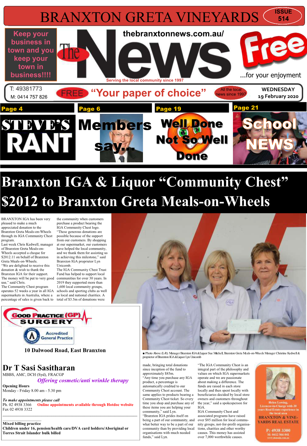 514 Keep Your Thebranxtonnews.Com.Au/ Business in Town and You Keep Your Town in Business!!!! ...For Your Enjoyment Serving the Local Community Since 1997