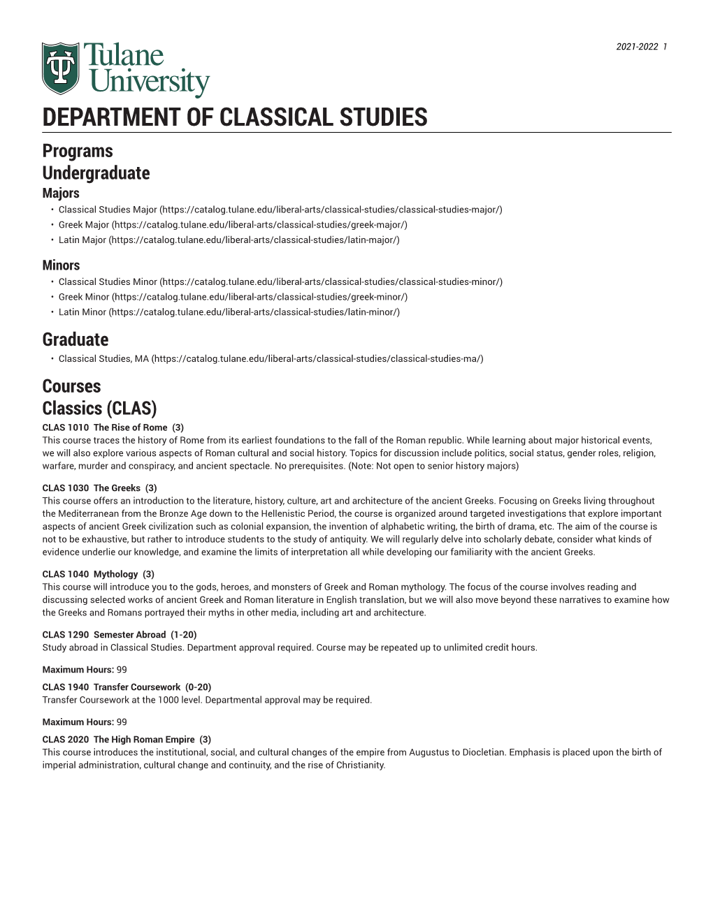 Department of Classical Studies