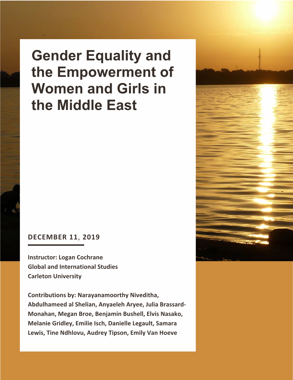 Gender Equality and the Empowerment of Women and Girls in the Middle East