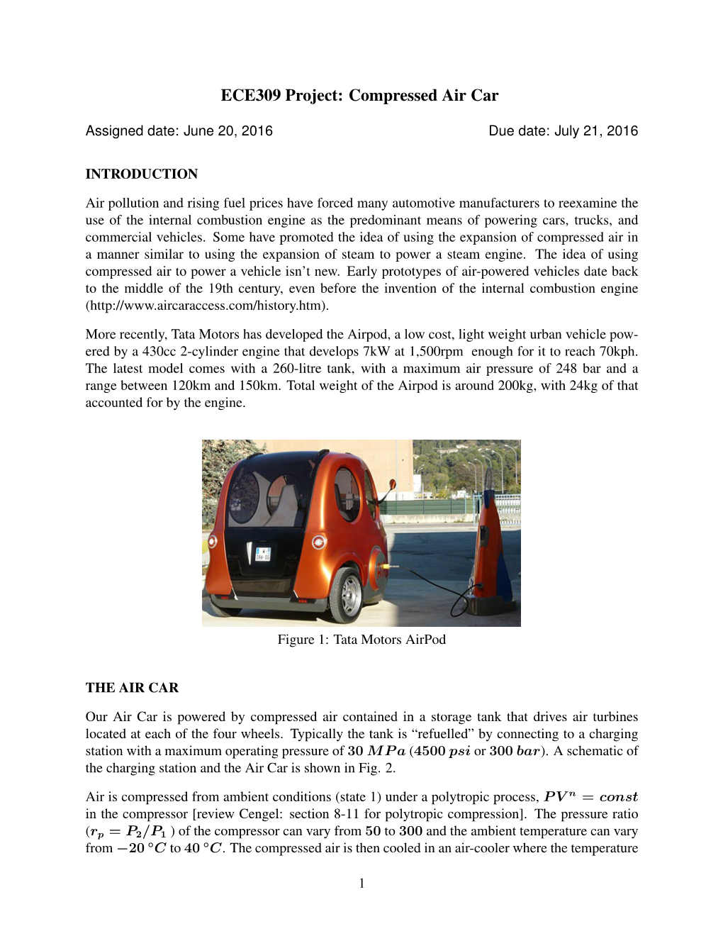 ECE309 Project: Compressed Air Car