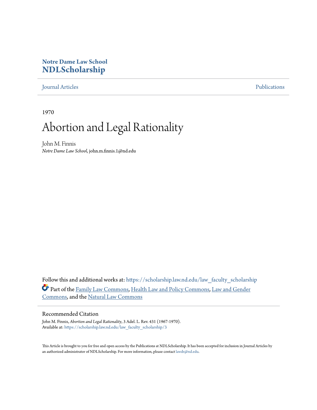 Abortion and Legal Rationality John M