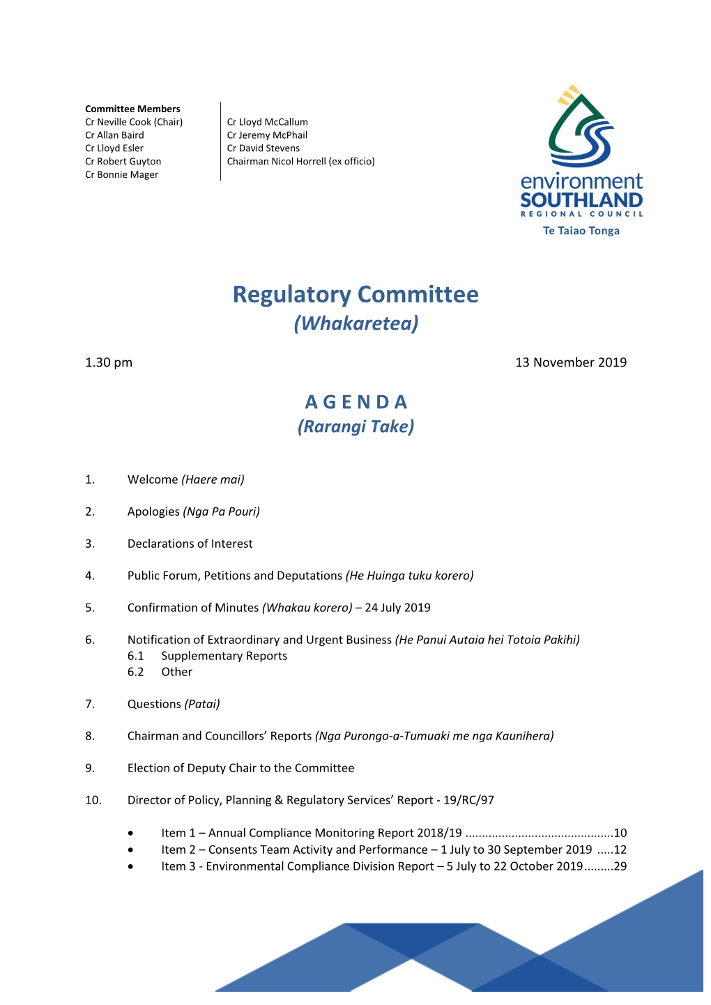Regulatory Committee Agenda.Docx