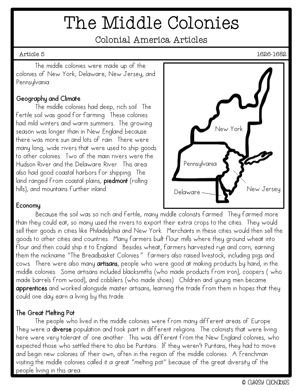 The Middle Colonies Colonial America Articles