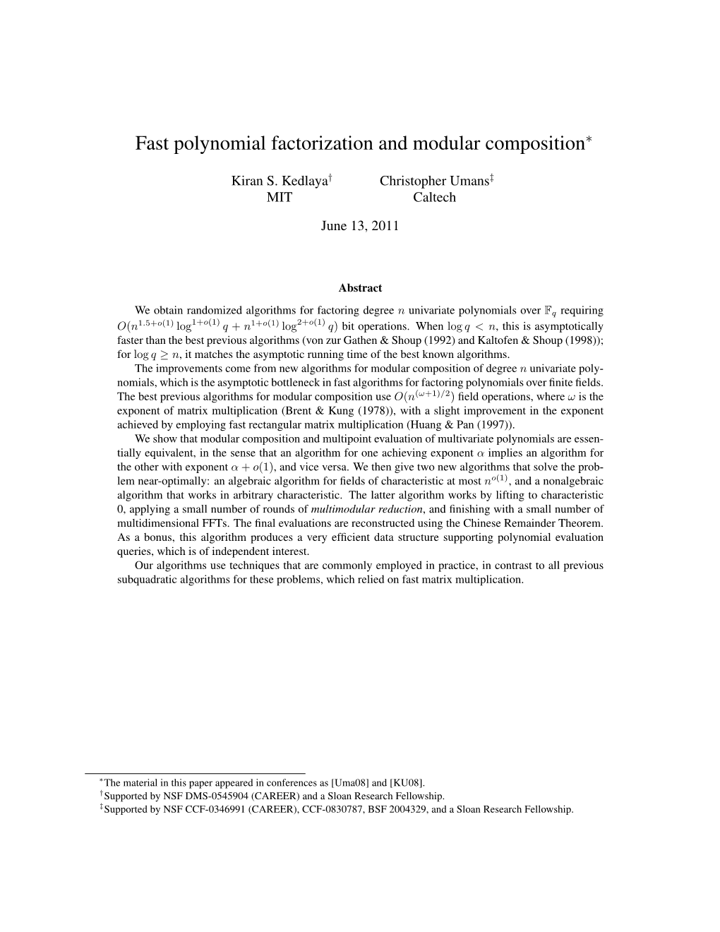 Fast Polynomial Factorization and Modular Composition∗