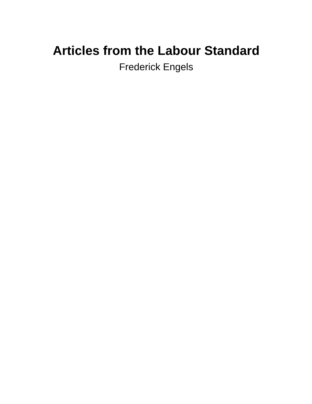 Articles from the Labour Standard