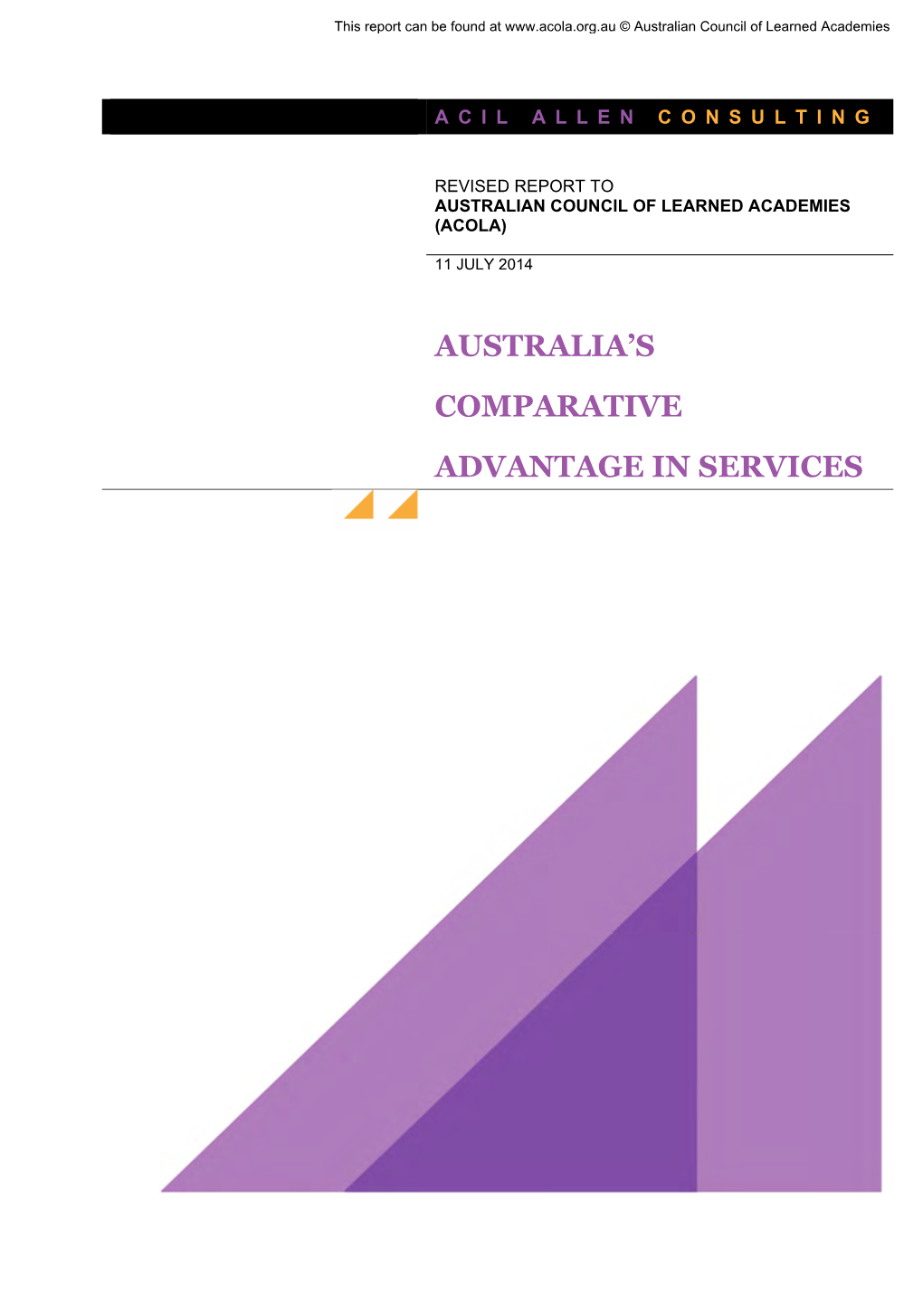 Australia's Comparative Advantage in Services