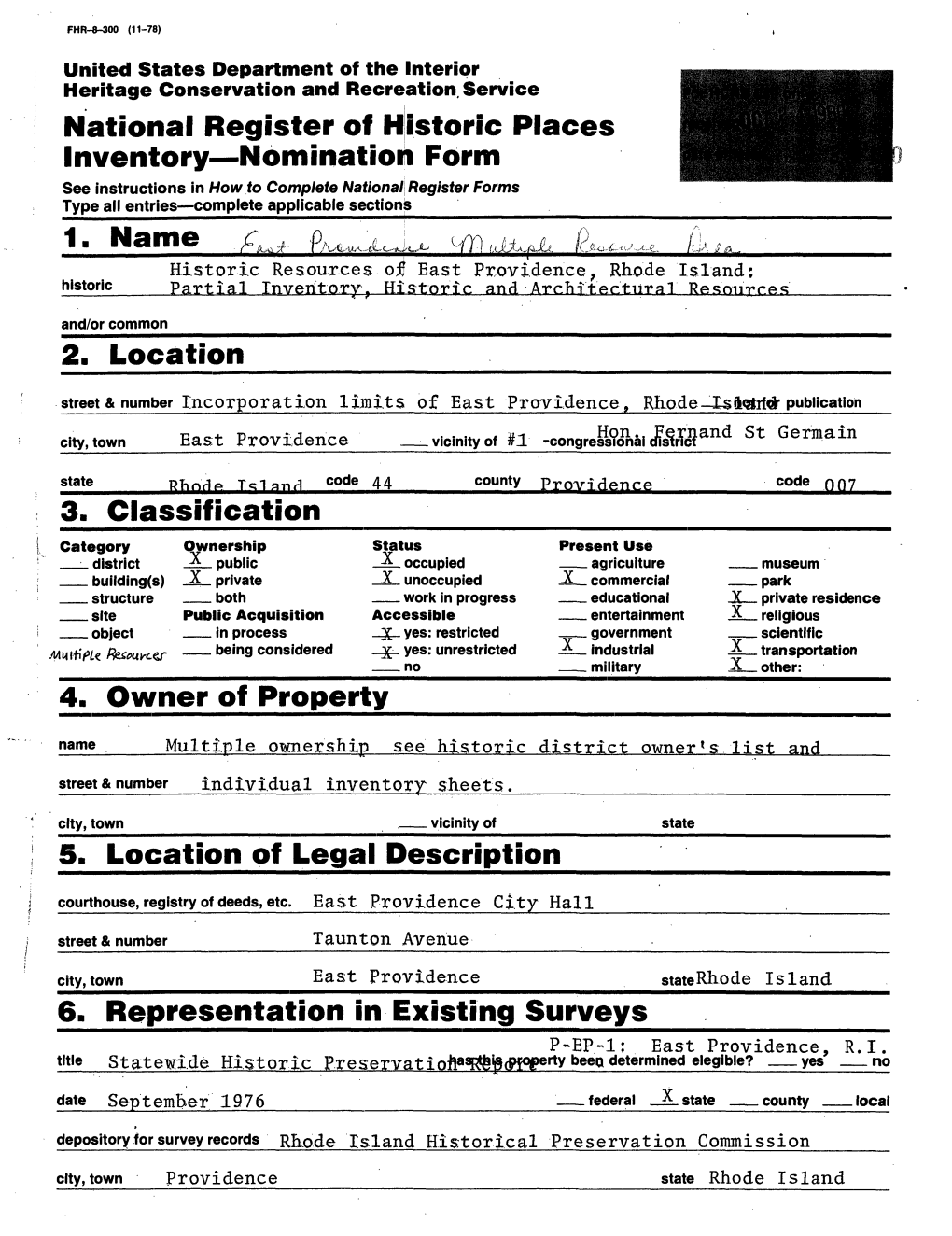 National Register of Historic Places Inventory Nomination Form 1