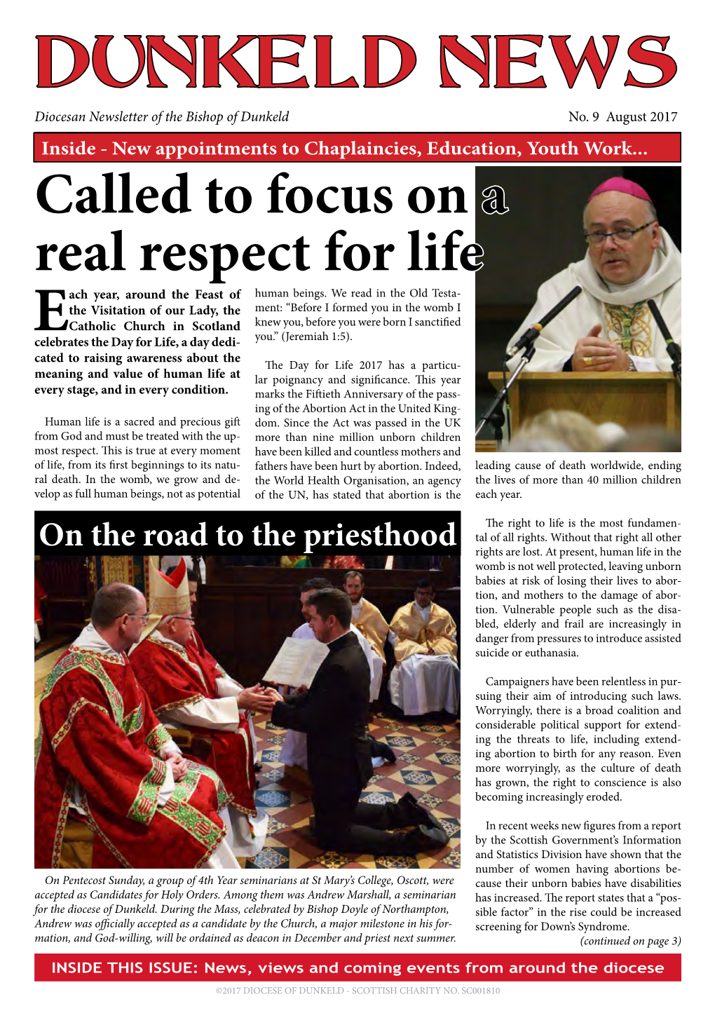 DUNKELD NEWS Diocesan Newsletter of the Bishop of Dunkeld No