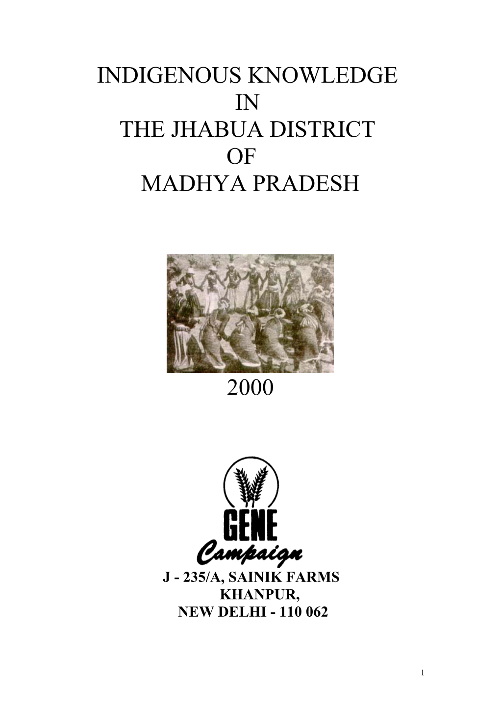 Indigenous Knowledge in the Jhabua District of Madhya Pradesh