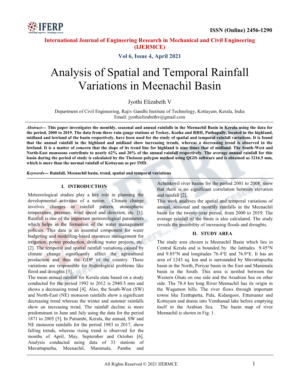 Analysis of Spatial and Temporal Rainfall Variations in Meenachil Basin