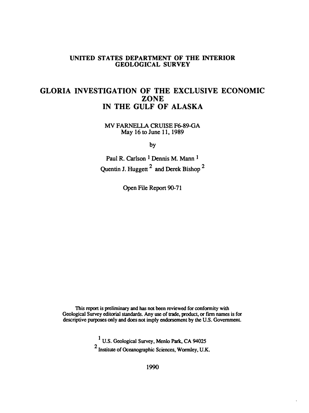 Gloria Investigation of the Exclusive Economic Zone in the Gulf of Alaska