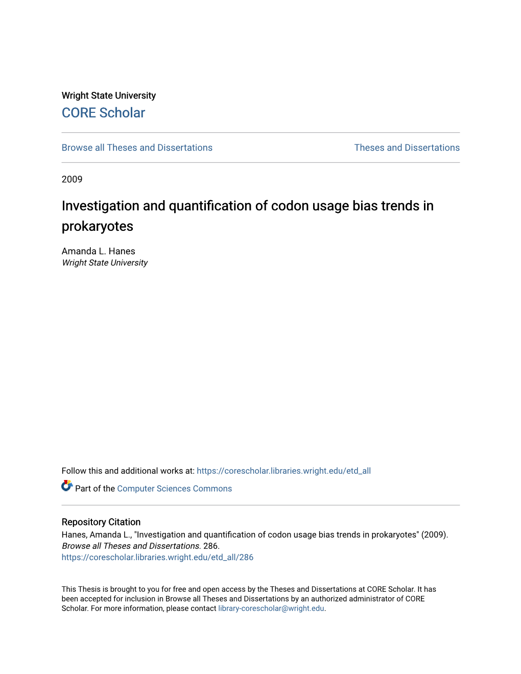 Investigation and Quantification of Codon Usage Bias Trends in Prokaryotes