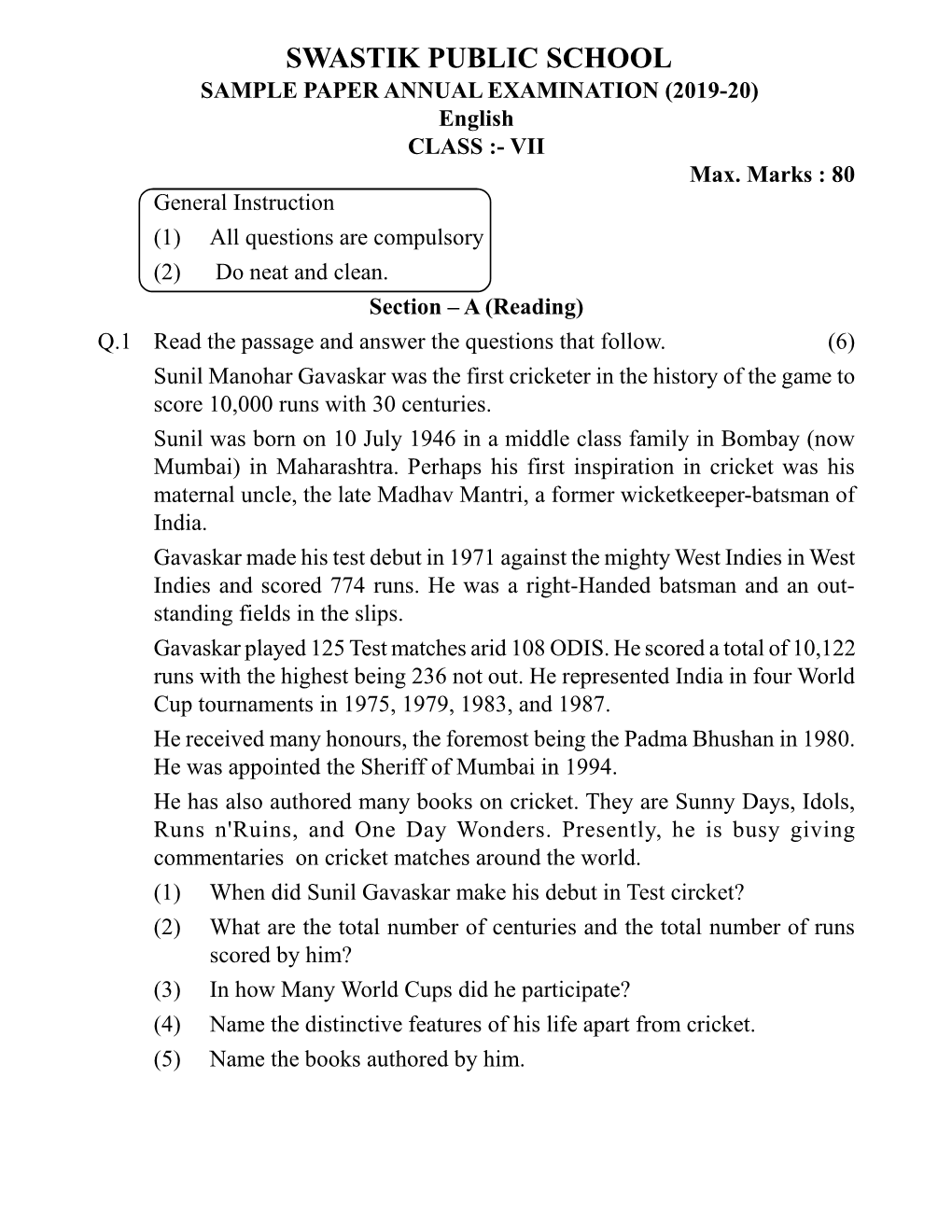 A (Geography) Q.1 Choose the Correct Option :- (4) (1) the Peasants of the Nile Valley Are Known As