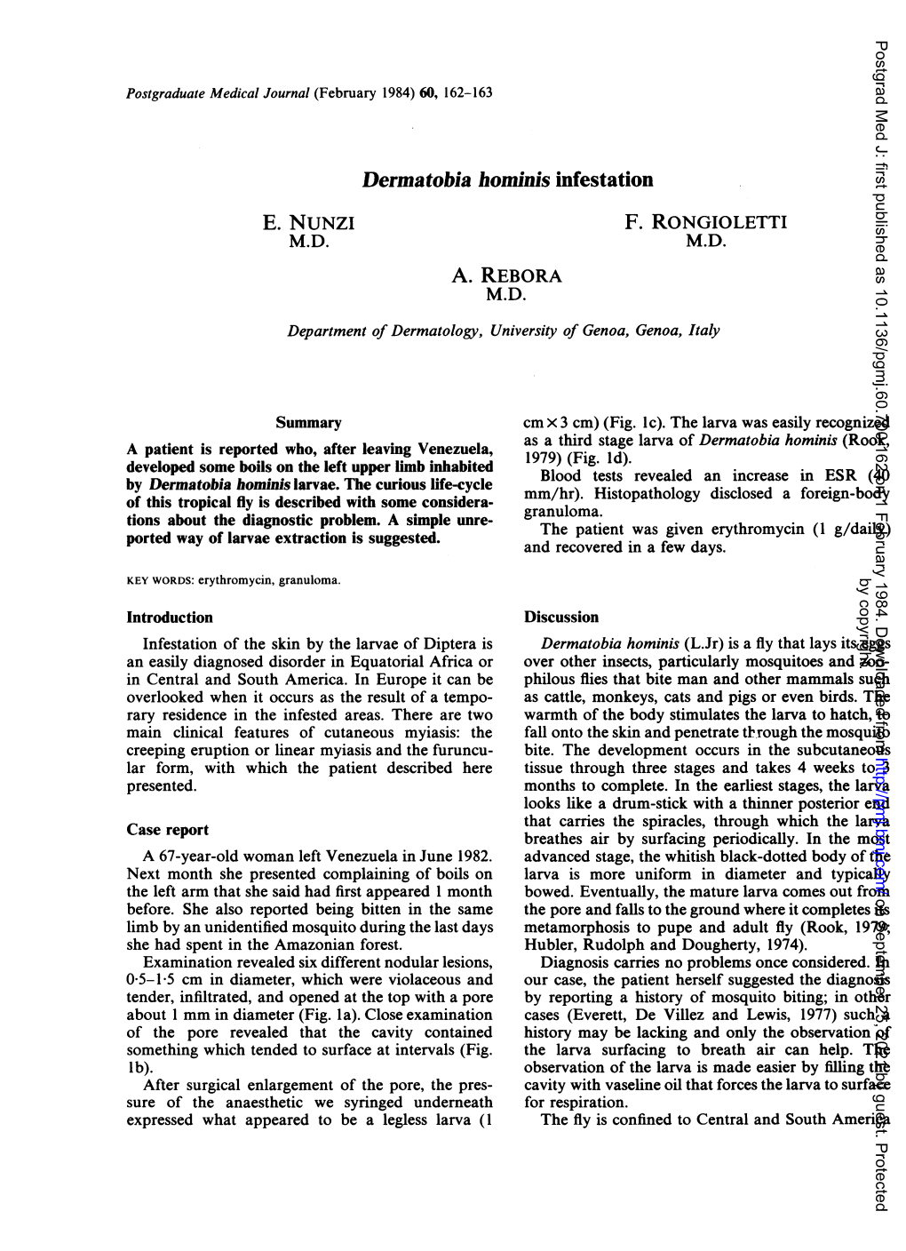 Dermatobia Hominis Infestation A. REBORA