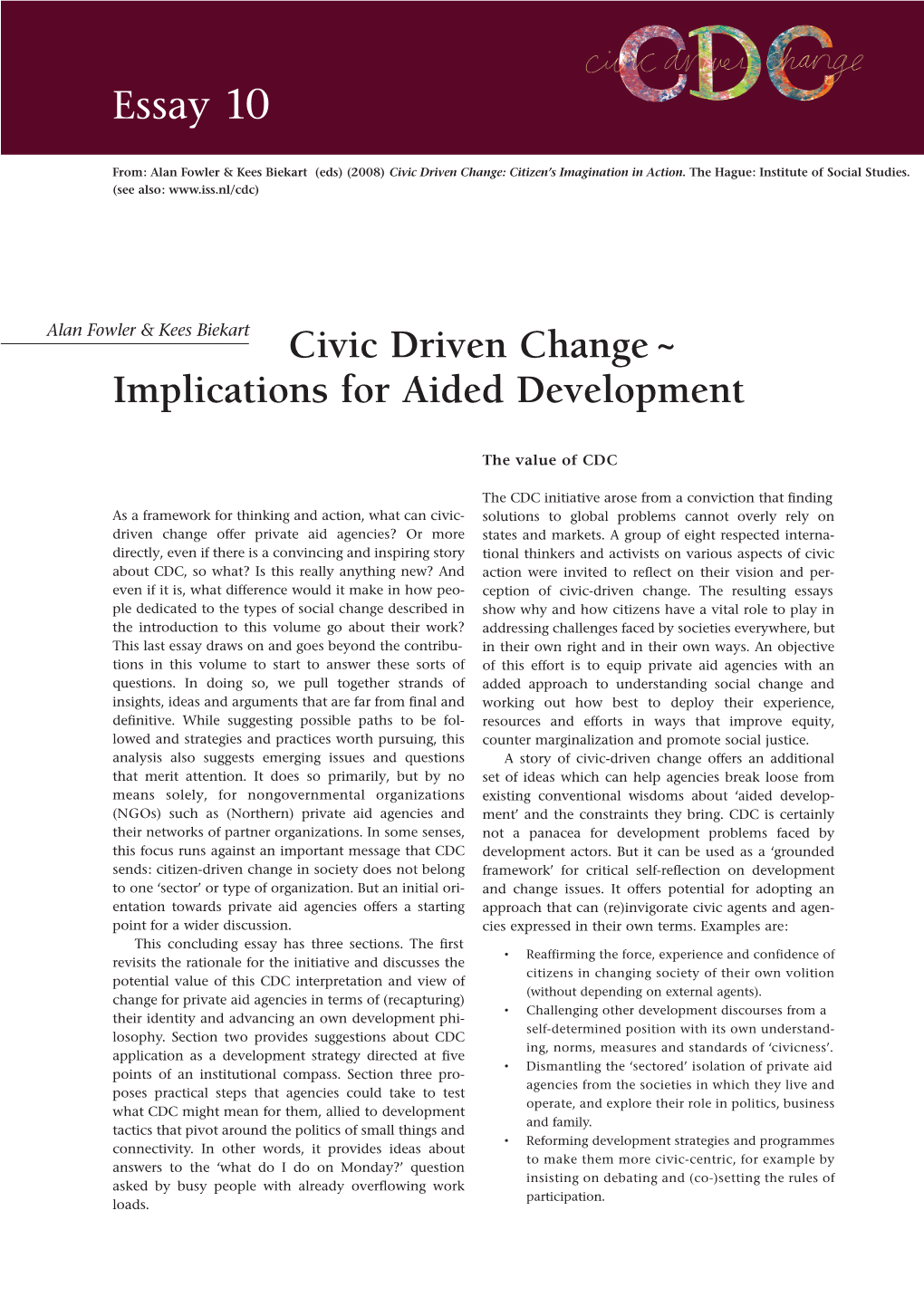 Civic Driven Change: Citizen’S Imagination in Action