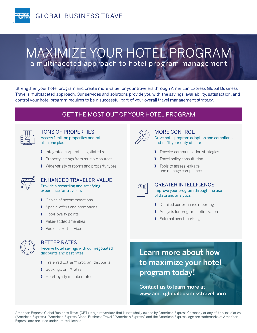 MAXIMIZE YOUR HOTEL PROGRAM a Multifaceted Approach to Hotel Program Management