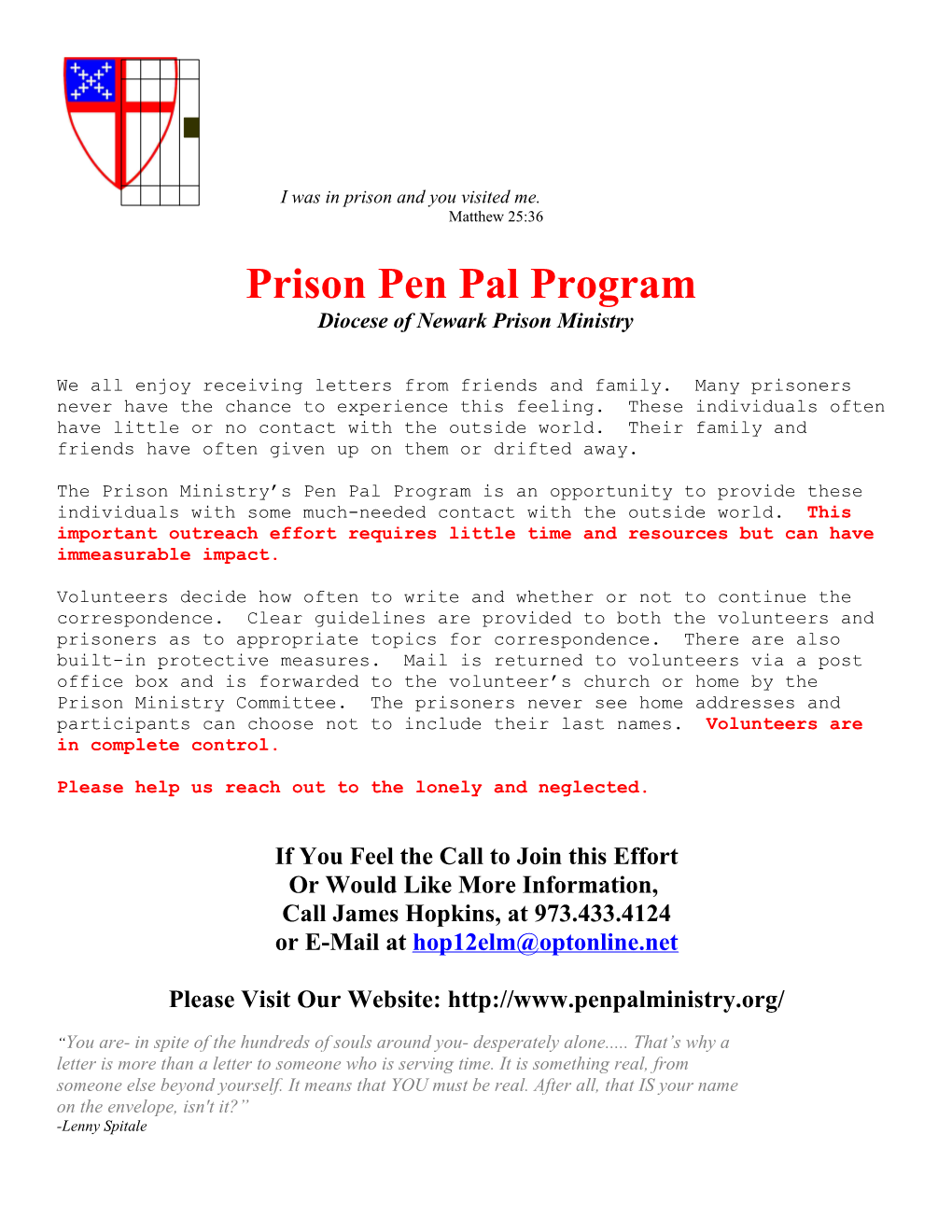 Prison Pen Pal Program