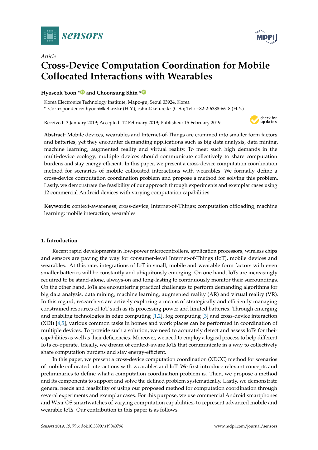 Cross-Device Computation Coordination for Mobile Collocated Interactions with Wearables