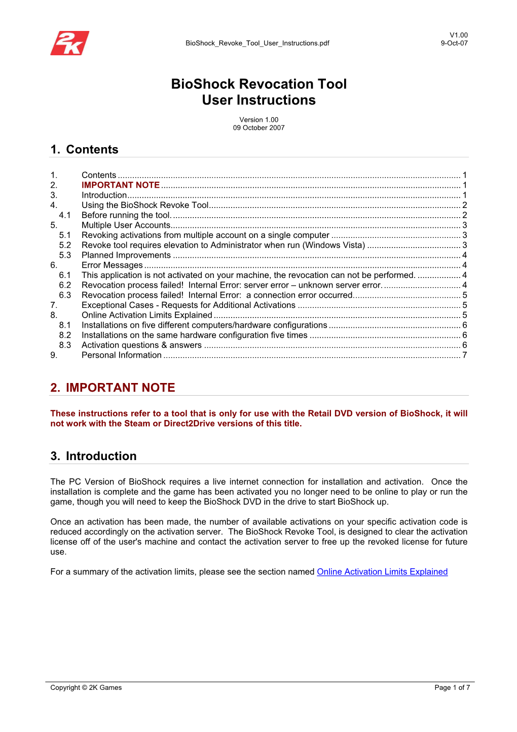 Bioshock Revocation Tool User Instructions