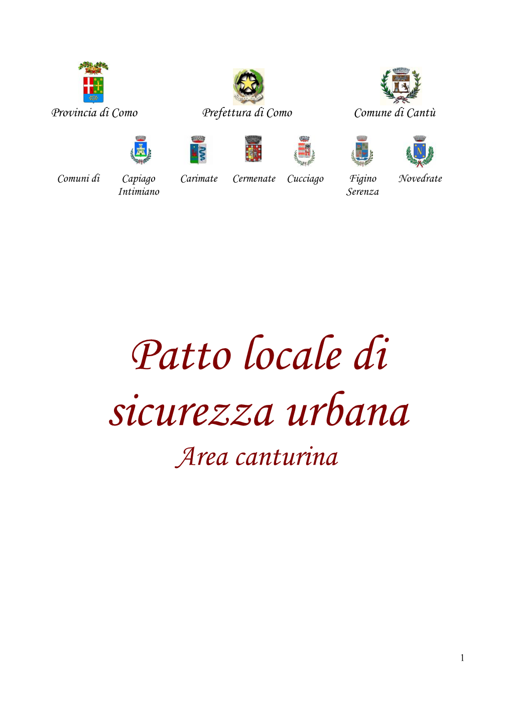 Patto Locale Di Sicurezza Urbana Area Canturina