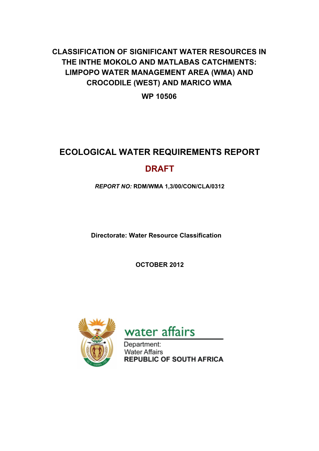 Ecological Water Requirements Report Draft