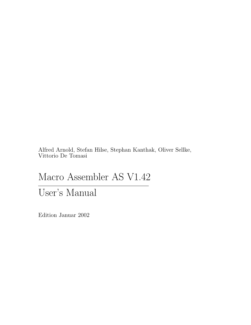 Macro Assembler AS V1.42 User's Manual