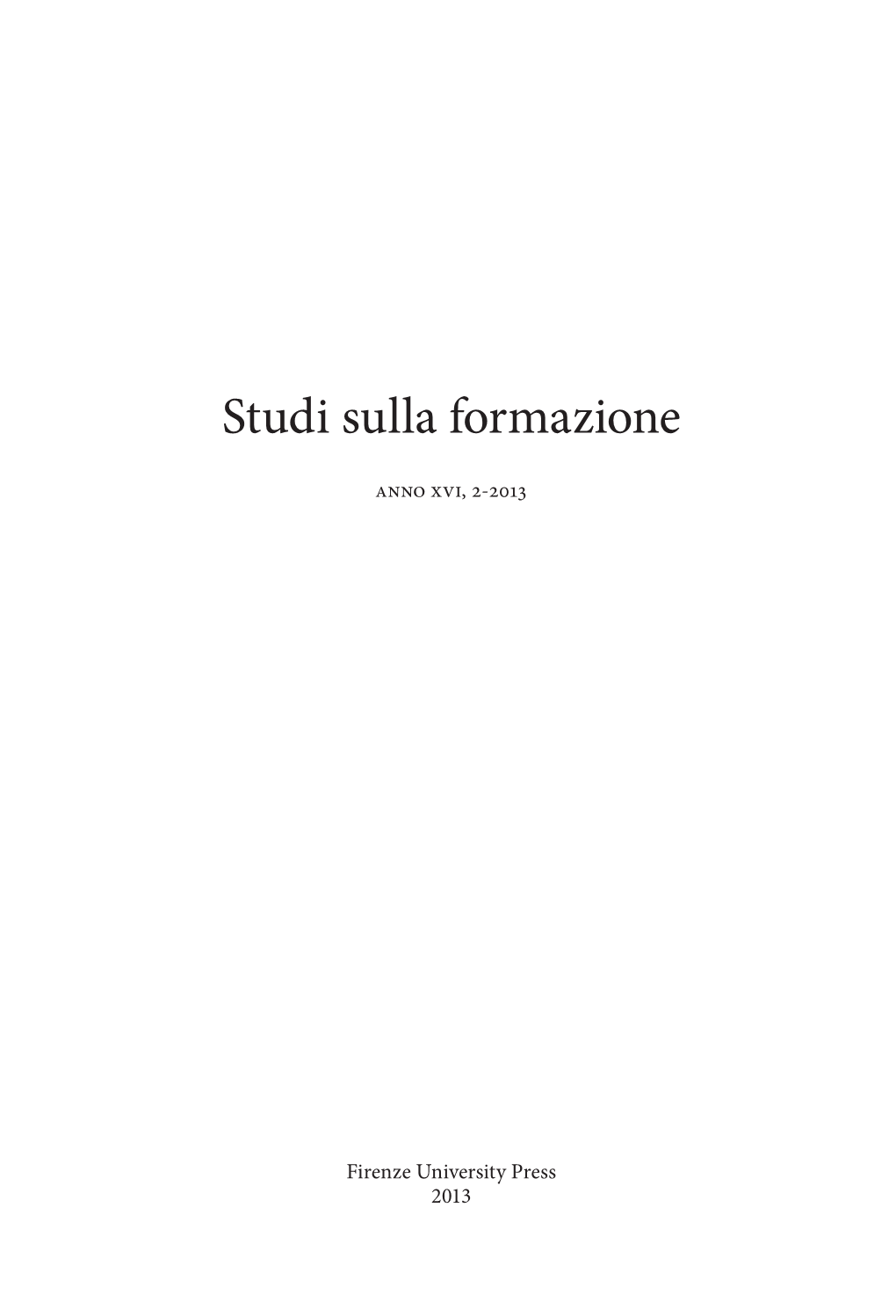 Studi Sulla Formazione